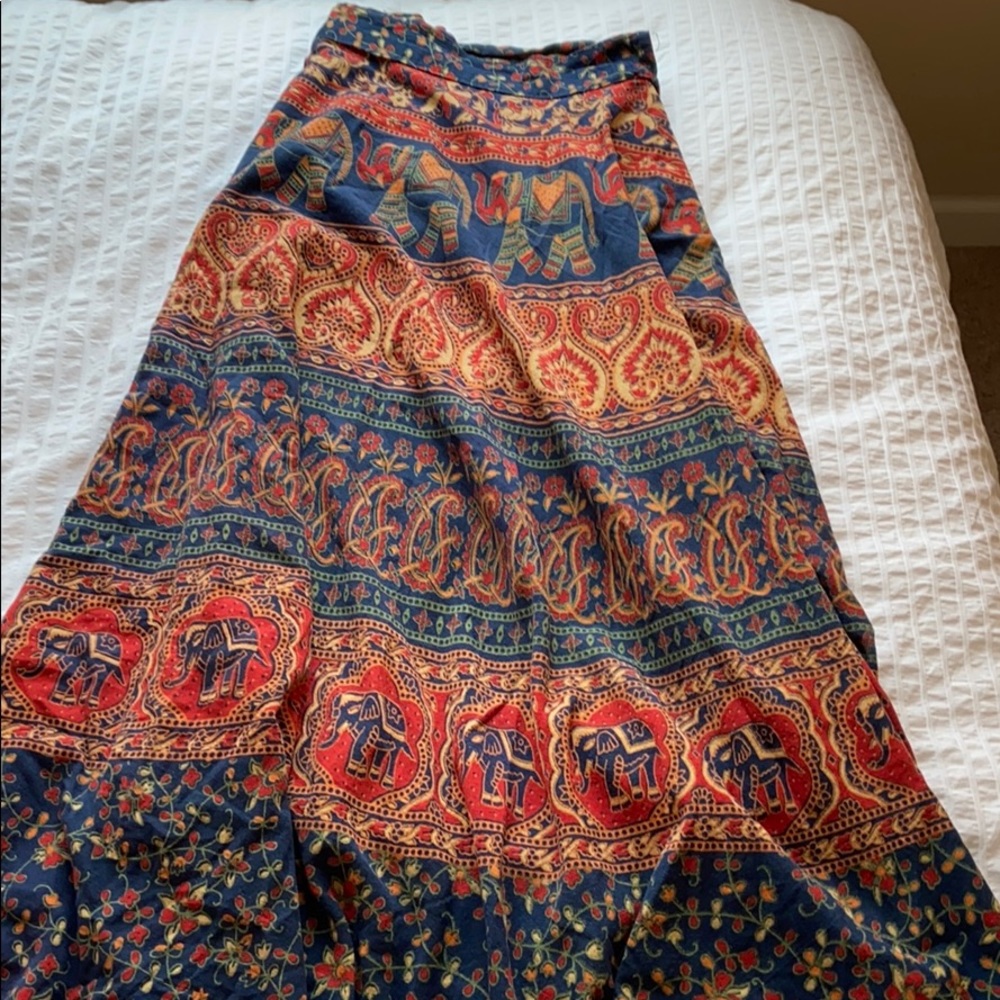 Rajasthani Block-Printed, Maxi Wrap Skirt